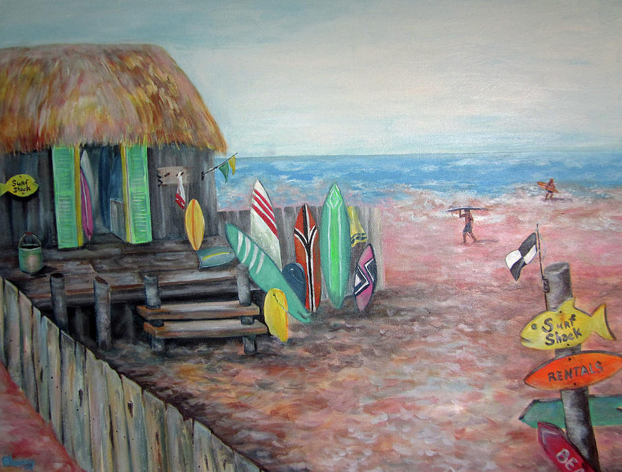 Surf Shack Painting by Barbara Landry