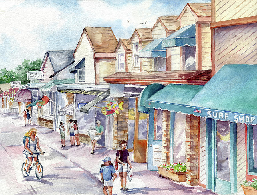 Surf Shop on 96th Street, Stone Harbor Painting by Beth Kantor - Pixels