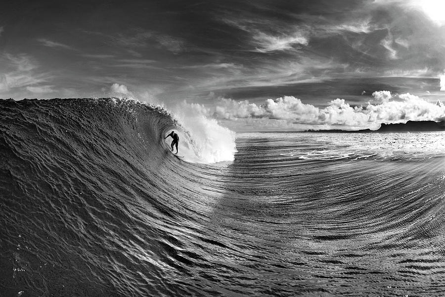 Black And White Photograph - Surf Sling -Tee by Sean Davey