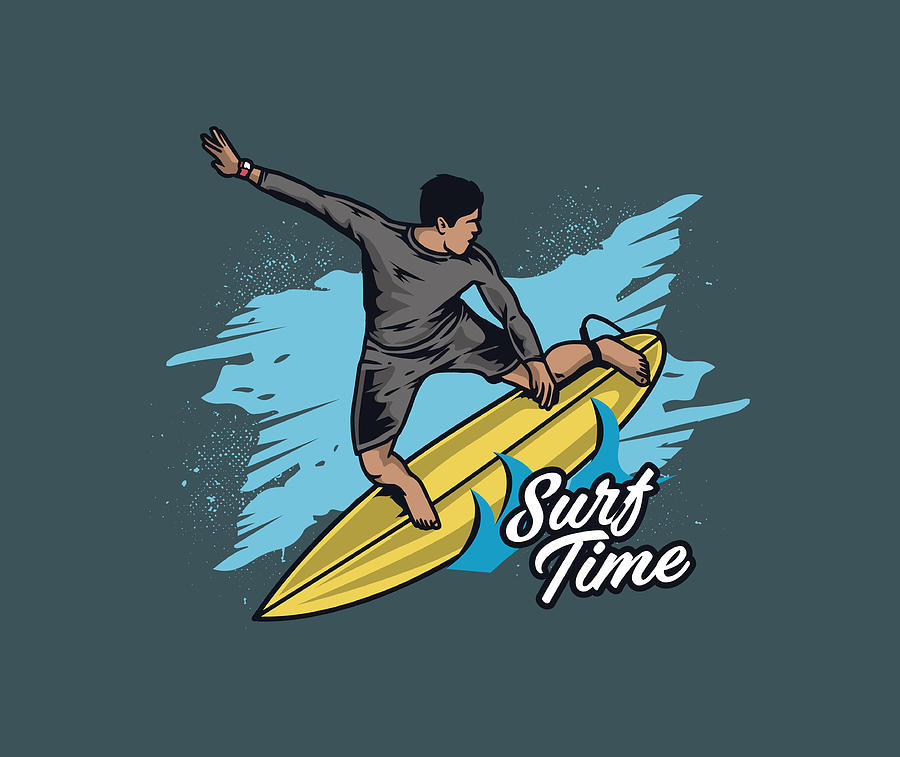 Surf Time Drawing by Topartgallery