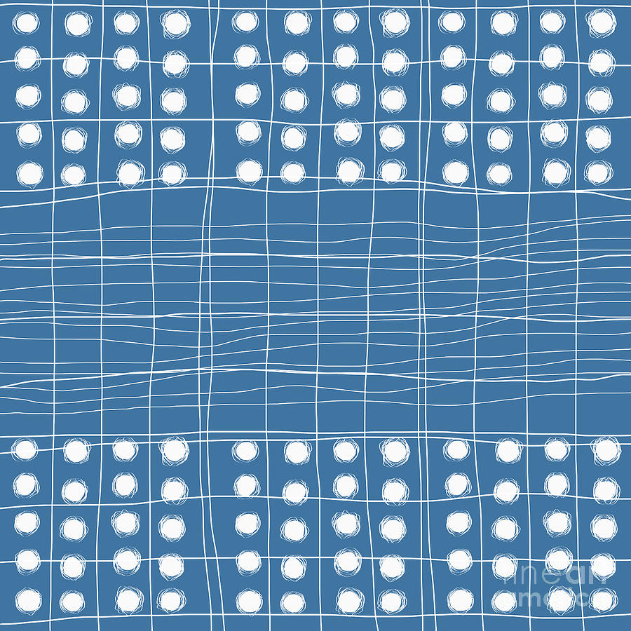 Checkers Digital Art - Surface Pattern Modern Design, blue and white by Patricia Awapara