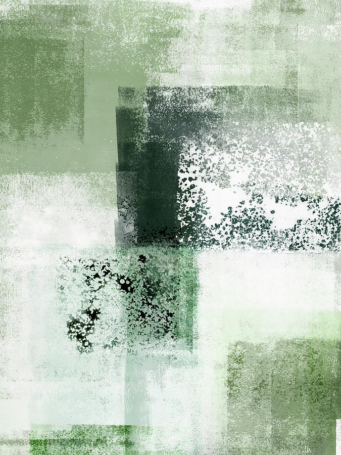 Surfaces 11 - Abstract in Textured Greens Mixed Media by Menega Sabidussi
