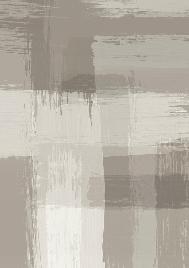 Surfaces 12B - Neutral Sand and Beige Brush Stroke Abstract Painting by Menega Sabidussi