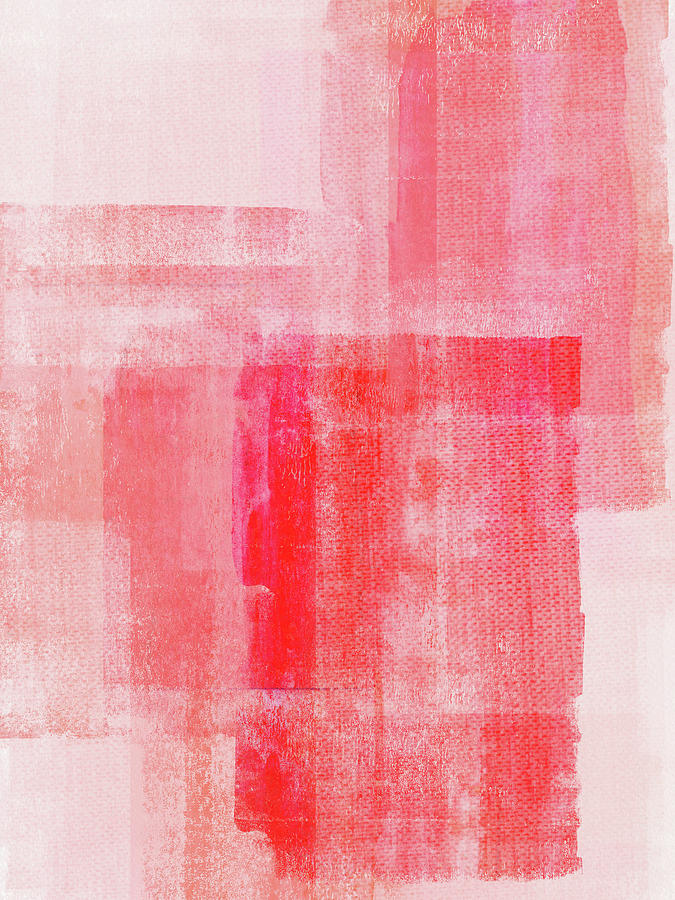 Surfaces 15 - Textured Red on Pink Painting by Menega Sabidussi