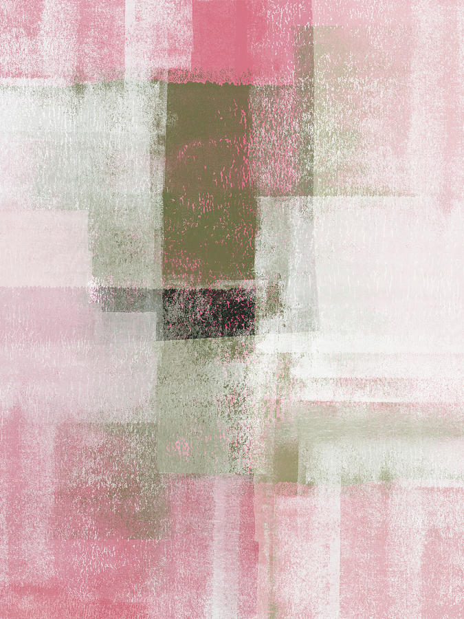 Surfaces 9A - Abstract in Sage Green and Deep Pink Painting by Menega Sabidussi