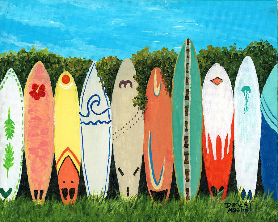 Surfboard Fence Painting by Darice Machel McGuire