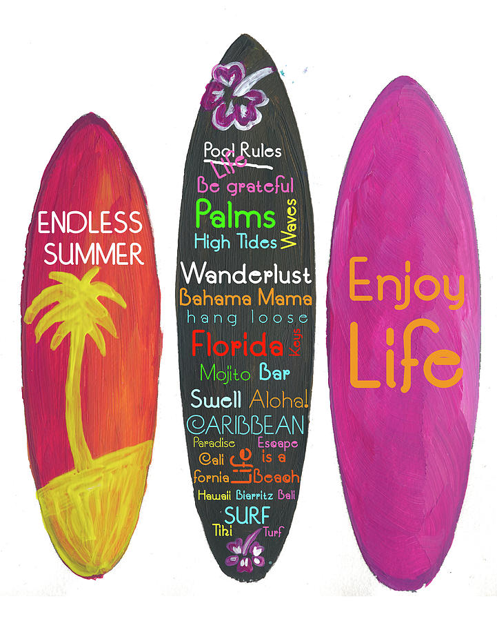Surfboard Philosophy - Enjoy Life, Travel and Surf - Surfboard Wall Coffee  Mug by M Bleichner - Pixels