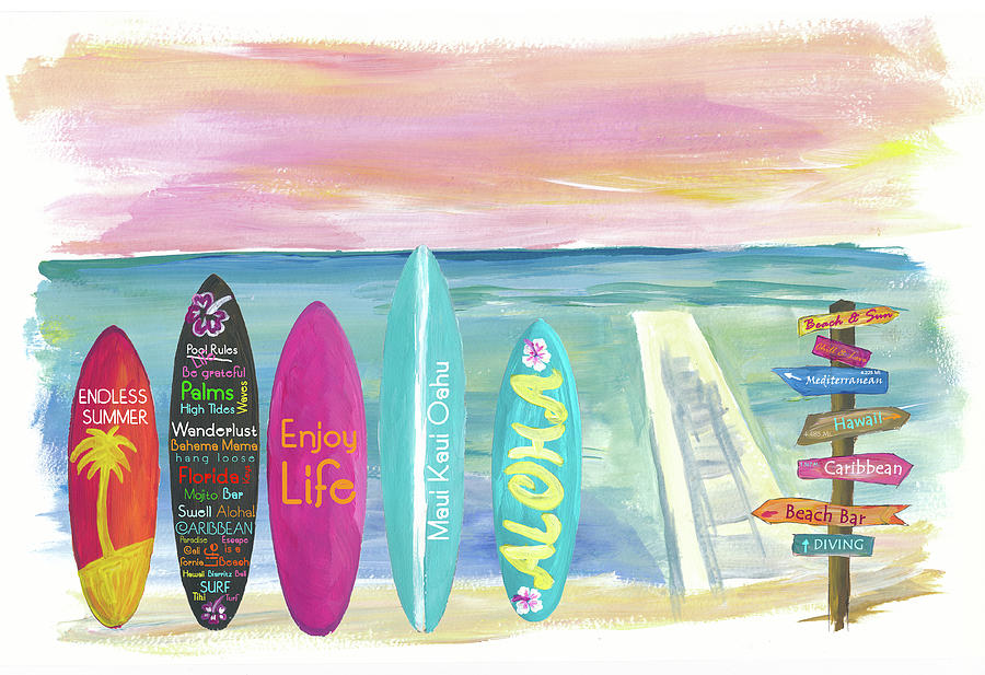 Surfing Evolution Surfboard Wall Sticker WS-42981