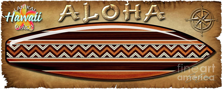 Surfboard Wooden Dark Zig Zag Design Coffee Mug Photograph by Aloha Art