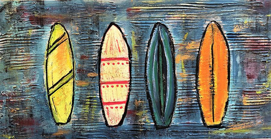 Surfboards Ready Painting by Rachelle Stracke