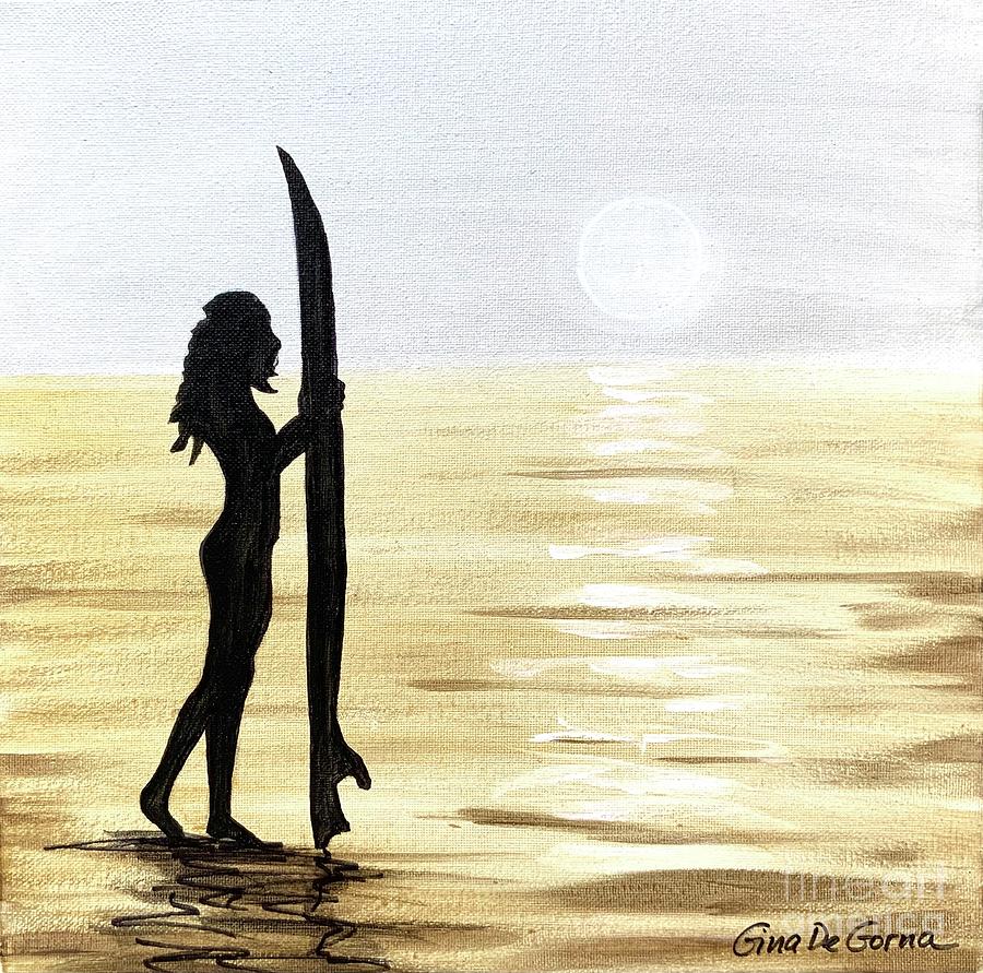 Surfer at Sunset Painting by Gina De Gorna
