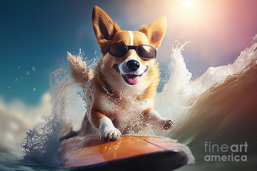 Surfer dog riding the wave Photograph by Delphimages Photo Creations