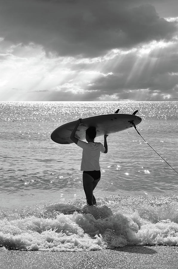 Surfer Girl Black and White Photograph by Laura Fasulo