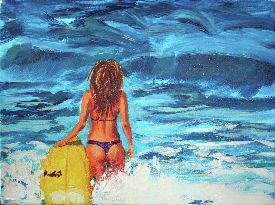 Surfer Girl Painting by Svetlana Samovarova