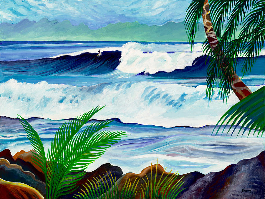Surf Painting - Surfer by Romy Muirhead
