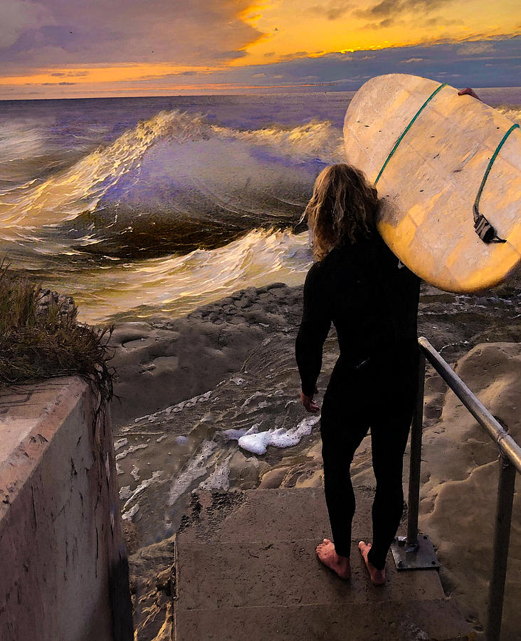Surfer - San Diego Sunset Photograph