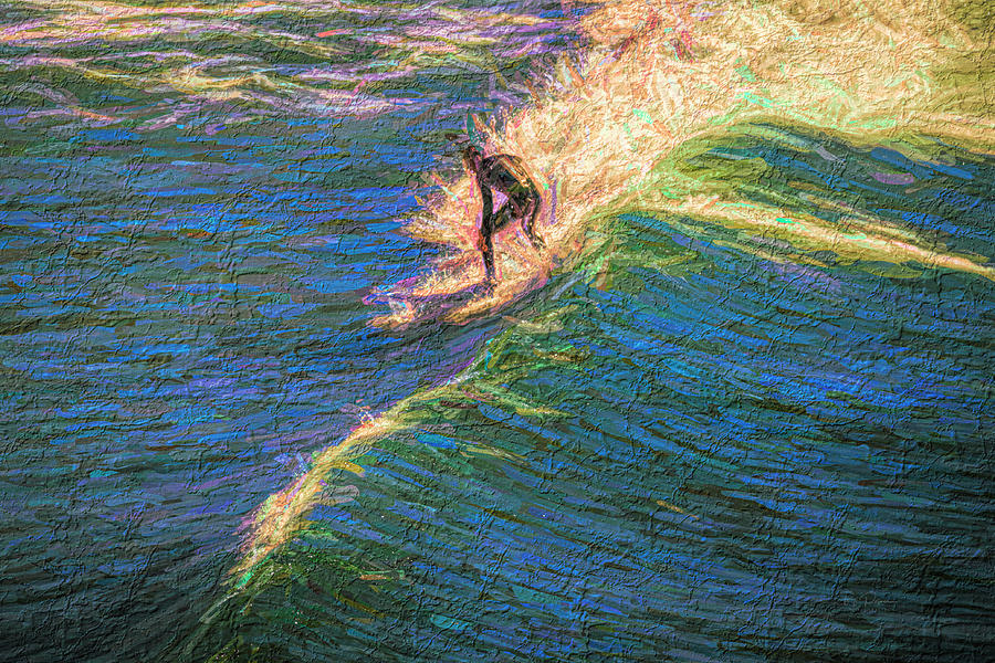 Surfer Splash   Digital Art by Bill Posner