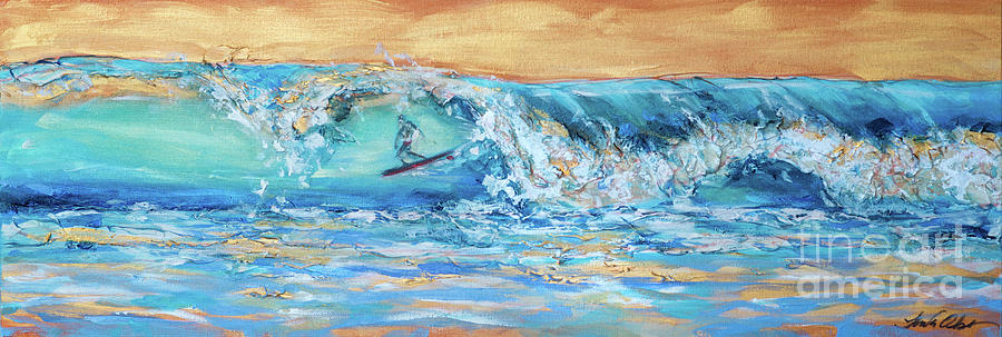 Surfer Standing Painting by Linda Olsen