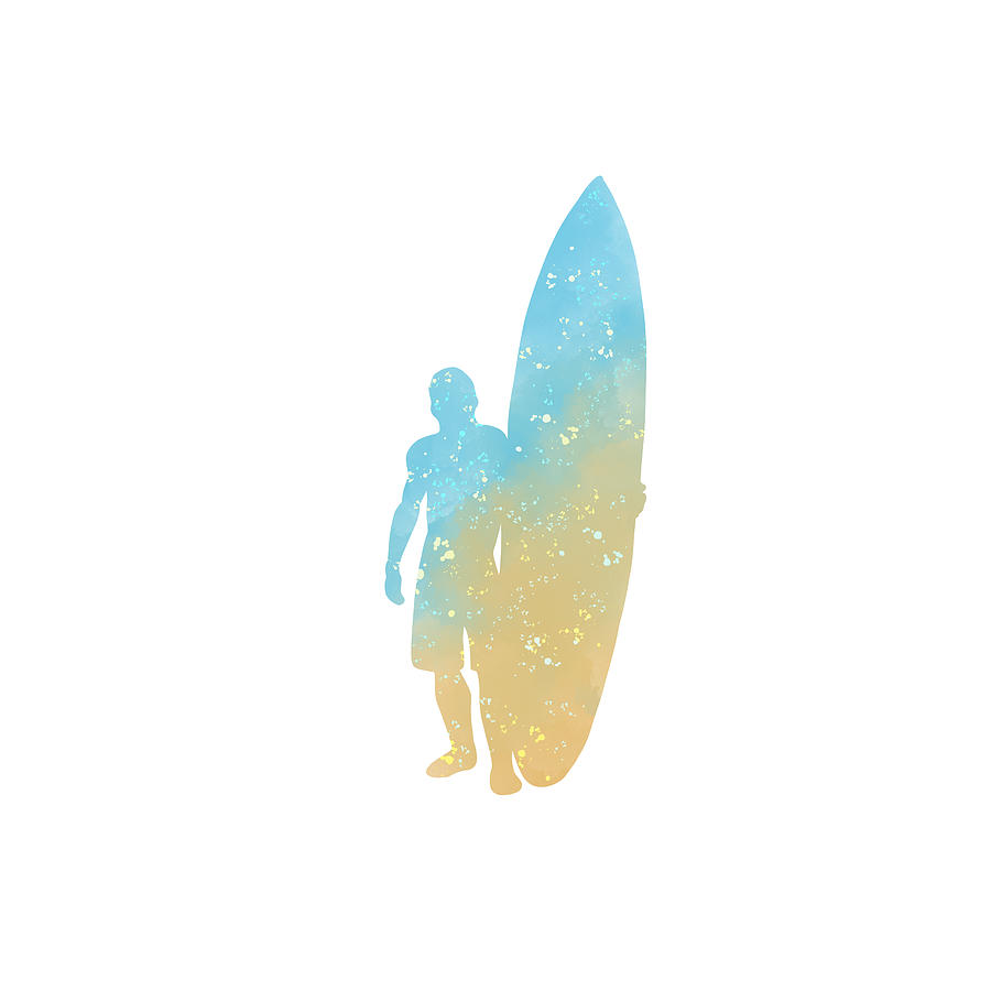 Surfer Surfboard Watercolor Art Print Digital Art by Aaron Geraud
