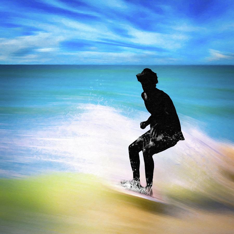 Surfer with Painted Effect Photograph by Joe Myeress