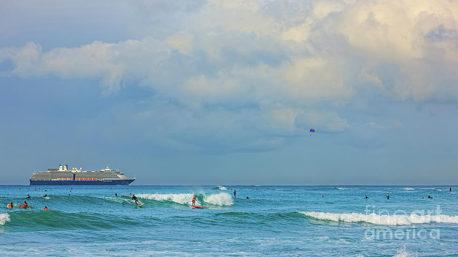 Surfers and Holland America Line Photograph by Henk Meijer Photography