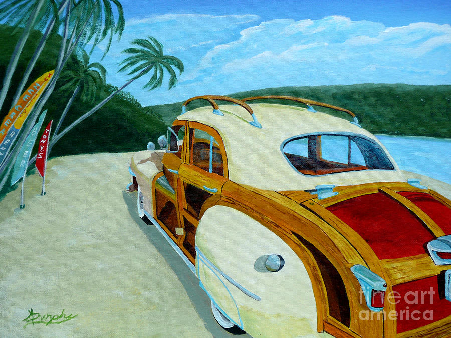 Car Painting - Beach Woody by Anthony Dunphy
