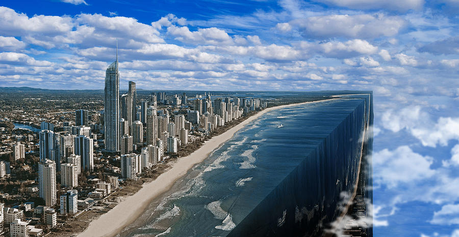 Surfers Paradise Queensland Australia Skyline And Clouds Surreal Digital Art