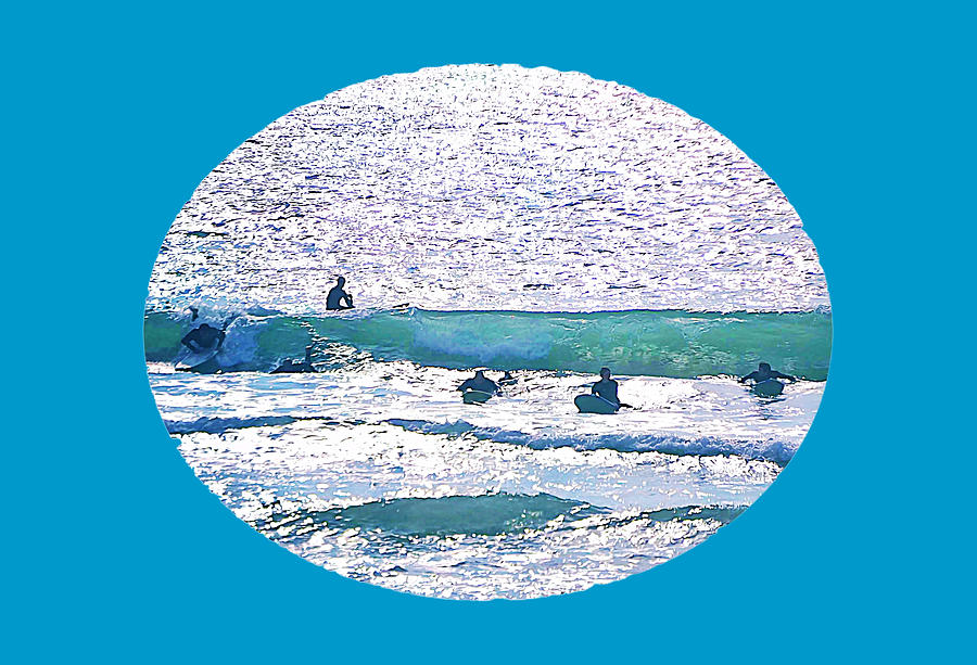 Surfers Surfing Digital Art Illustration Digital Art by Gaby Ethington