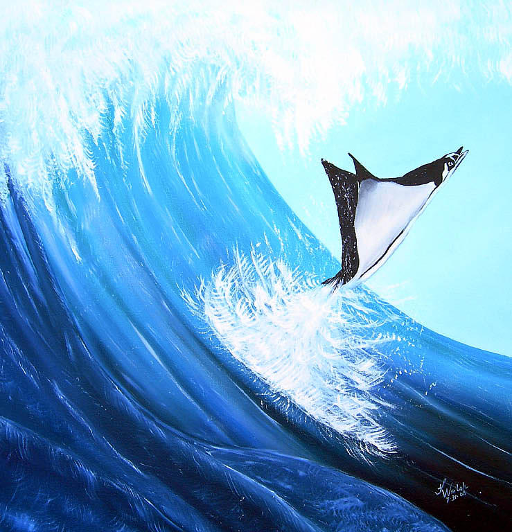 Nature Painting - Surfiing Stingray by Kathern Ware
