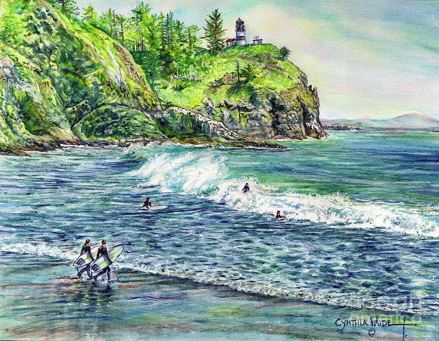Surfin Buddies Waikiki Beach Washington Painting by Cynthia Pride