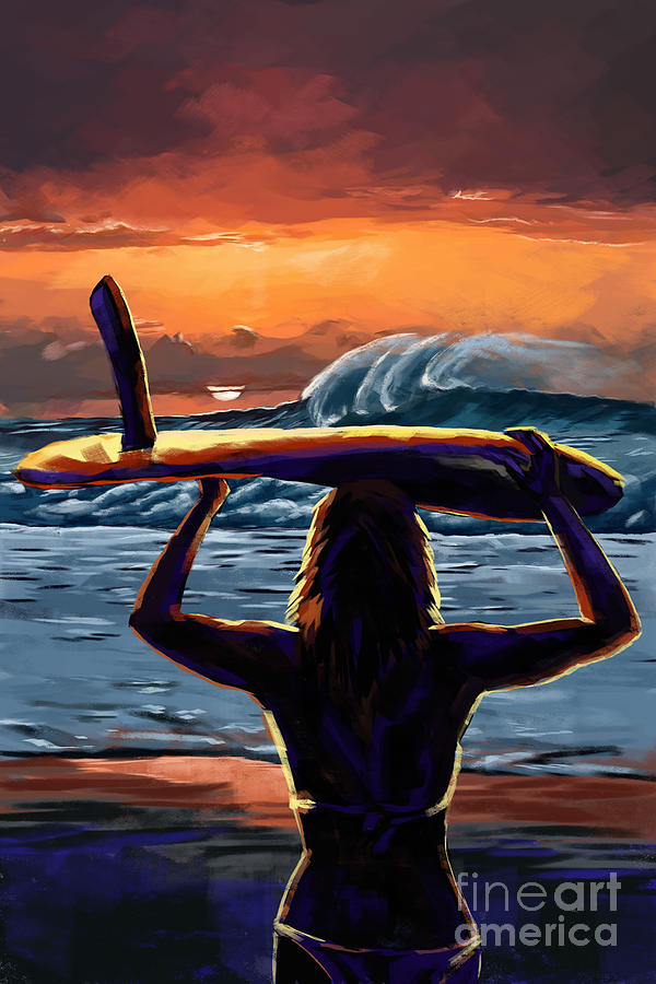 Surfing 03c Painting by Tim Gilliland