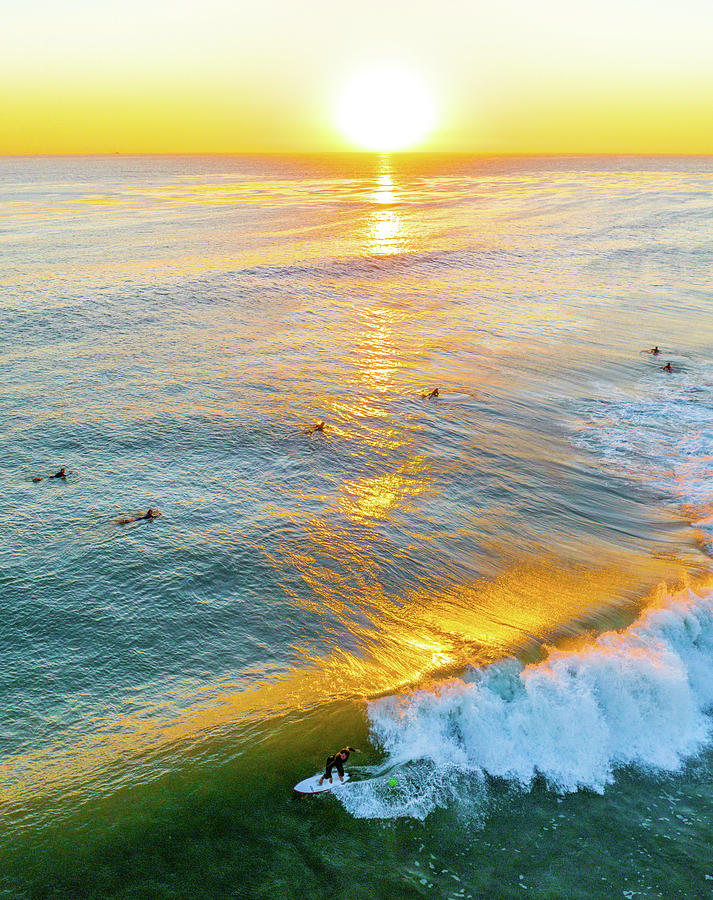 Surfing At Sunset In Malibu Photograph