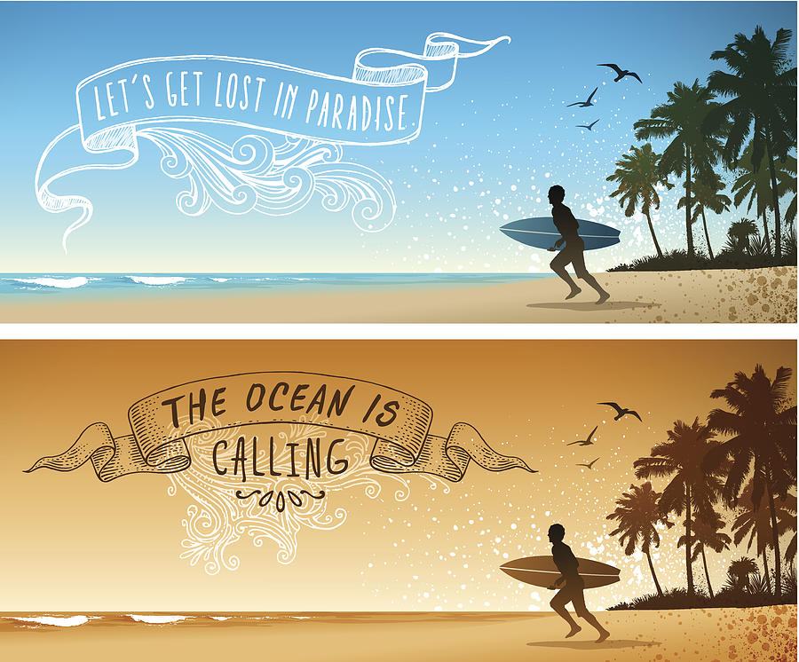 Surfing Backgrounds Drawing by Aleksandarvelasevic