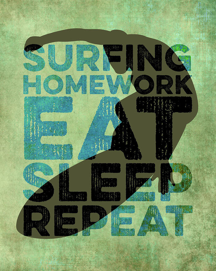 Surfing Eat Sleep Repeat - Boy Digital Art