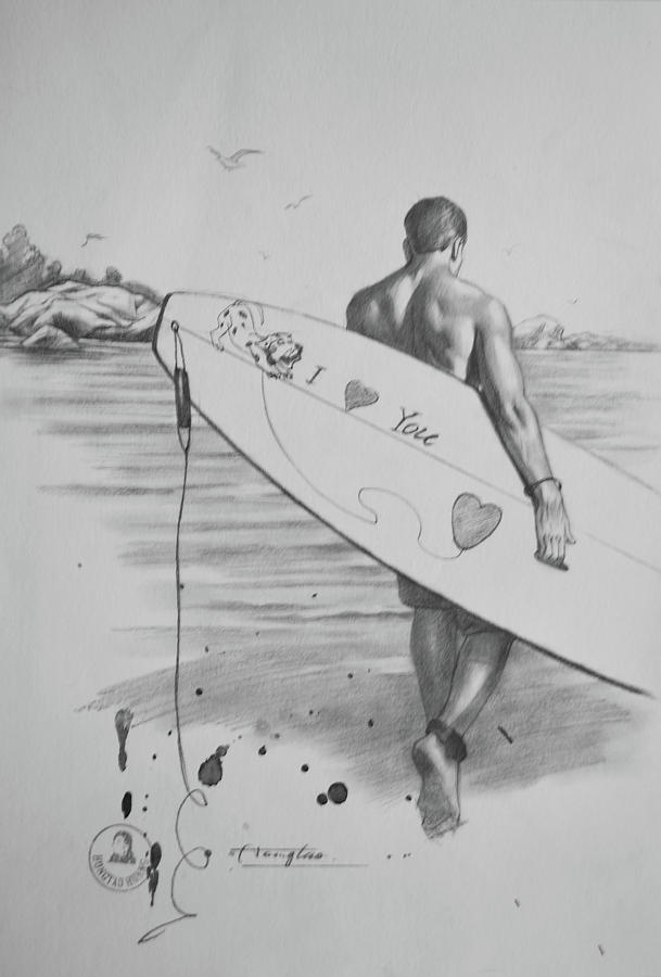Surfing Drawing by Hongtao Huang
