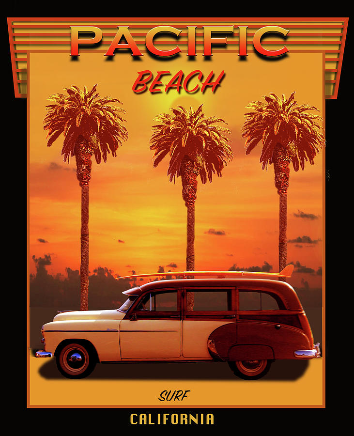 Surfing Pacific Beach California Digital Art by Larry Butterworth