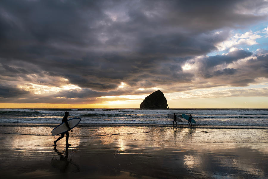 Surfing Sunset Photograph by Steven Clark