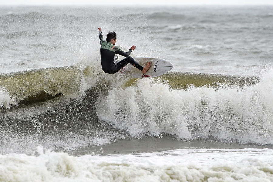 Surfing The Outer Banks In Winter Photograph