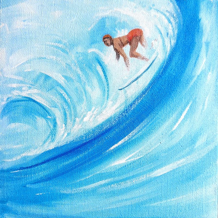 Surfing the waves Painting by Asha Sudhaker Shenoy