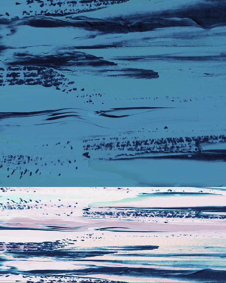 Surfing The Waves Of Deep Blue Ocean Abstract Landscape Contemporary Art IV Painting by Irina Sztukowski