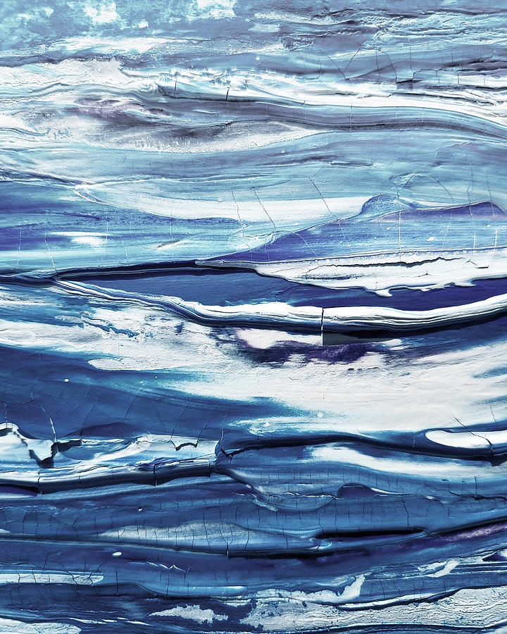 Surfing The Waves Of Deep Blue Ocean Abstract Landscape Contemporary Art V Painting by Irina Sztukowski