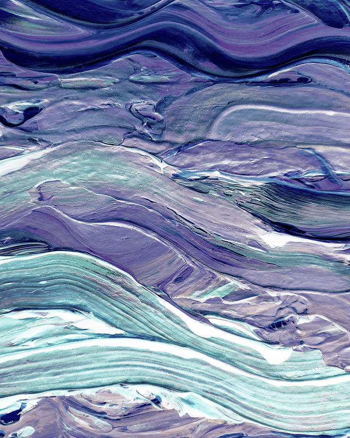 Surfing The Waves Of Deep Blue Ocean Abstract Landscape Contemporary Art VIII Painting by Irina Sztukowski