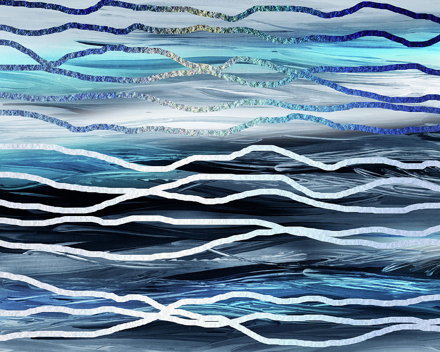 Surfing The Waves Of The Ocean Abstract Contemporary Art IV Painting by Irina Sztukowski