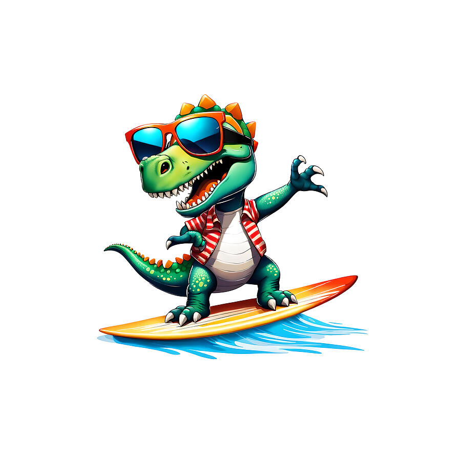 Surfing Toni the Dino Wave Catcher Digital Art by Freddy B Surfing Toni the Dino Wave Catcher Digital Art by Freddy B