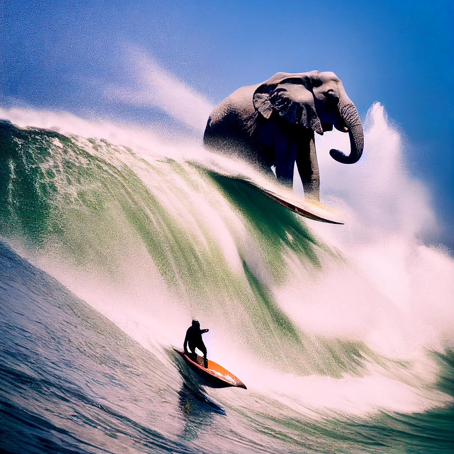Surfing With Elephant Digital Art by Craig Boehman