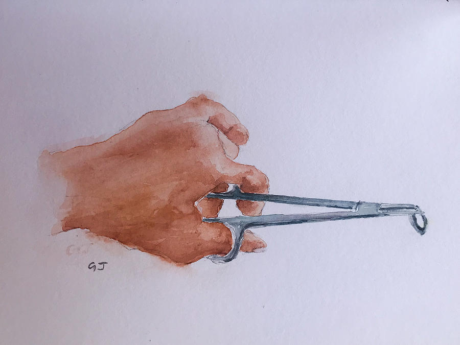 Surgeons hand watercolor Painting by George Jacob