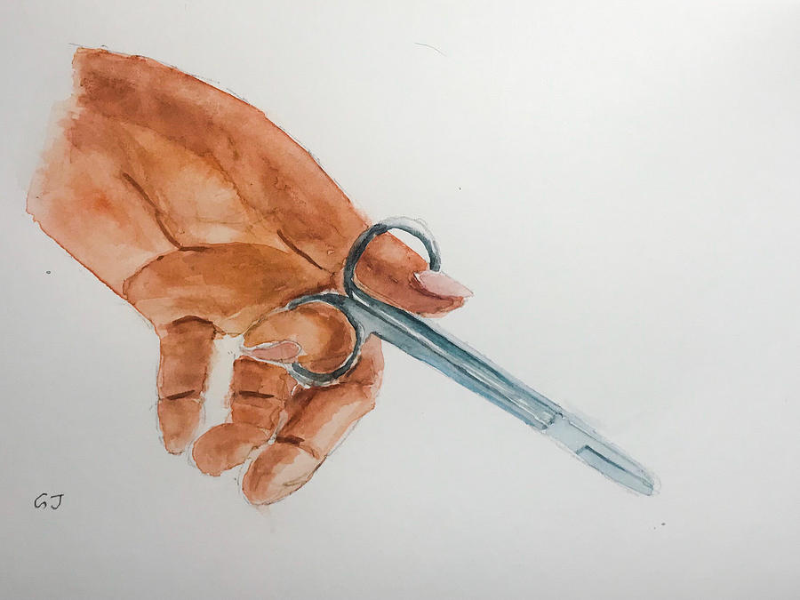 Surgeons hand watercolor5 Painting by George Jacob