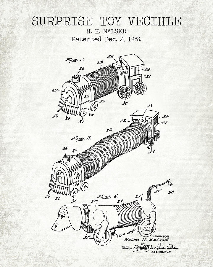 Toy Story Digital Art - Surprise toy old patent by Dennson Creative