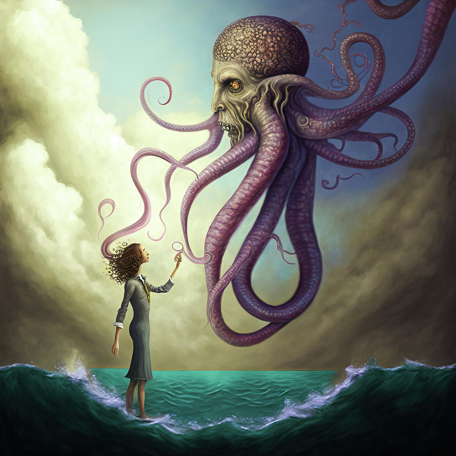 Surreal Art 12 Octopus Human Contact Digital Art by Matthias Hauser
