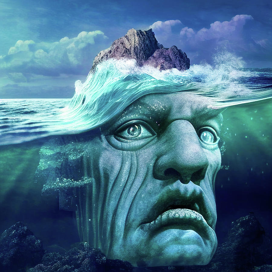 Surreal Art 16 Ocean Face Digital Art by Matthias Hauser